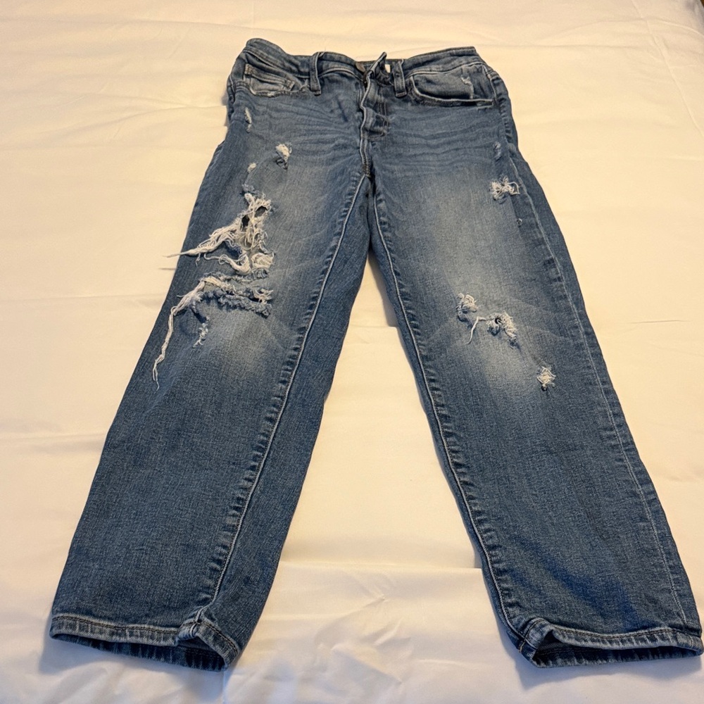Casual Distressed Mom Jeans in Blue